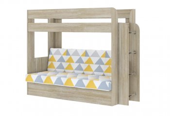 Кровать 2-х ярусная с диваном Карамель 75 сонома (Otto Yellow) в Екатеринбурге - mebel-e96.ru