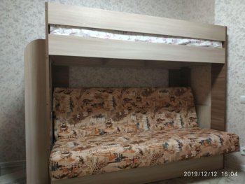 Кровать 2-х ярусная с диваном Карамель 75 (Саванна) в Екатеринбурге - mebel-e96.ru