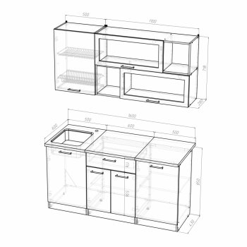 Кухонный гарнитур Кира стандарт 1600 мм (Герда) в Екатеринбурге - mebel-e96.ru