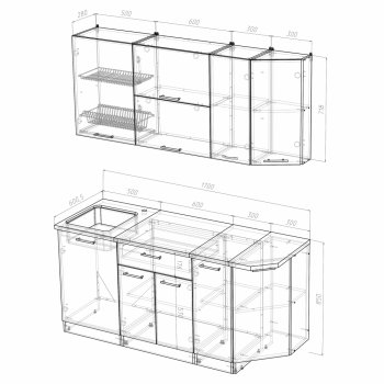 Кухонный гарнитур Кира демо 1700 мм (Герда) в Екатеринбурге - mebel-e96.ru