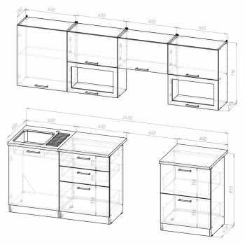 Кухонный гарнитур Кира базис 2400 мм (Герда) в Екатеринбурге - mebel-e96.ru