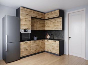 Кухонный гарнитур угловой Крафт 2200*1700 мм (Санвут) в Екатеринбурге - mebel-e96.ru