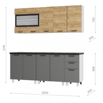 Кухонный гарнитур 2000 мм Крафт тип 2 (БТС) в Екатеринбурге - mebel-e96.ru