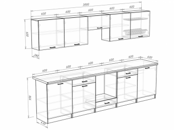 Кухонный гарнитур 3000 мм Кремона (Росток) в Екатеринбурге - mebel-e96.ru