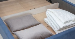 Кровать с подъемным механизмом Мелисса 1400 (серо-синий) (НиК) в Екатеринбурге - mebel-e96.ru