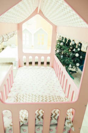 Кроватка-домик без ящика 800*1600 (Розовый) в Екатеринбурге - mebel-e96.ru