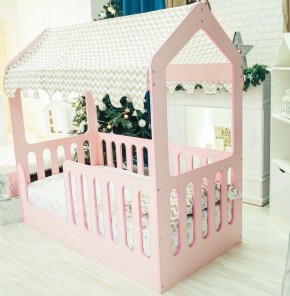 Кроватка-домик без ящика 800*1600 (Розовый) в Екатеринбурге - mebel-e96.ru | фото