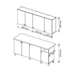 Кухонный гарнитур POINT 1800 мм (Гор) в Екатеринбурге - mebel-e96.ru