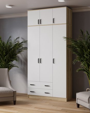 Шкаф Лагуна с антресолью делано/белый (Текс) в Екатеринбурге - mebel-e96.ru