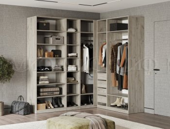 Гардеробная/шкаф 2200*1706 мм Ларго №3 дуб крафт серый/кашемир (Миф) в Екатеринбурге - mebel-e96.ru