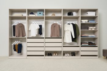 Гардеробная/шкаф 4000 мм Ларго №1 открытая Кашемир (Миф) в Екатеринбурге - mebel-e96.ru