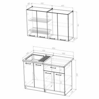 Кухонный гарнитур Лариса лайт 1 1200 мм (Герда) в Екатеринбурге - mebel-e96.ru