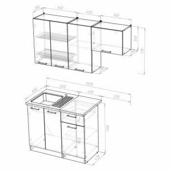 Кухонный гарнитур Лариса нормал 2 1500 мм (Герда) в Екатеринбурге - mebel-e96.ru