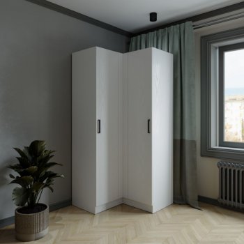 Шкаф угловой Ларс (угол прямой), Белый (Микон) в Екатеринбурге - mebel-e96.ru