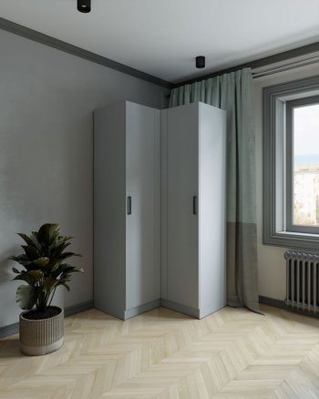 Шкаф угловой Ларс (угол прямой), Серый камень (Микон) в Екатеринбурге - mebel-e96.ru