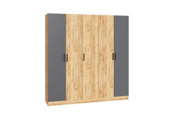 Шкаф 2000 мм Ларс без зеркал, крафт/графит (Микон) в Екатеринбурге - mebel-e96.ru