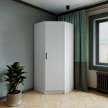 Шкаф угловой Ларс (угол скос), Белый (Микон) в Екатеринбурге - mebel-e96.ru