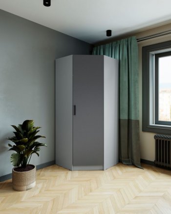 Шкаф угловой Ларс (угол скос), Серый камень/графит (Микон) в Екатеринбурге - mebel-e96.ru