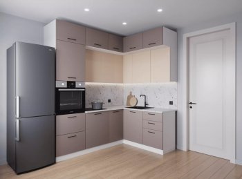 Кухонный гарнитур угловой Латте 2200*1700 мм (Санвут) в Екатеринбурге - mebel-e96.ru