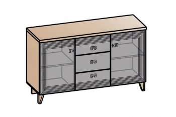 Комод 2дв, 3ящ Лежер КМ-3103 дуб серый/холст вулканический(СанТан) в Екатеринбурге - mebel-e96.ru