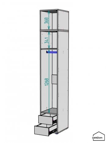 Шкаф с антресолью 400 мм Linnea MHR-1A-3 2450х400х510 (ДВ-М 11.1.25) в Екатеринбурге - mebel-e96.ru