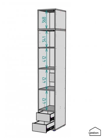 Шкаф с антресолью 400 мм Linnea MHR-1A-4 2450х400х510 (Графит-М 11.1.25) в Екатеринбурге - mebel-e96.ru