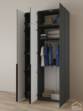 Шкаф с антресолью 1200 мм Linnea MHR-3A-1 2450х1200х510 (Графит-М 11.1.25) в Екатеринбурге - mebel-e96.ru