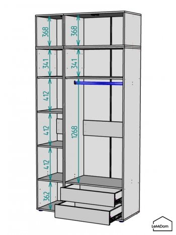 Шкаф с антресолью 1200 мм Linnea MHR-3A-2 2450х1200х510 (ДВ-М 11.1.25) в Екатеринбурге - mebel-e96.ru