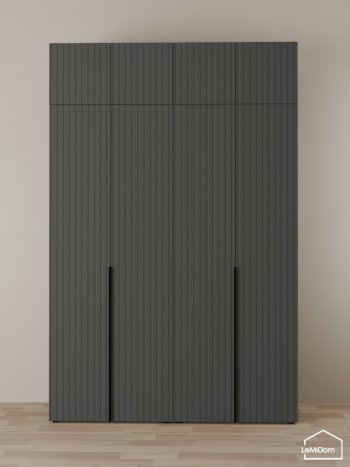 Шкаф с антресолью 1600 мм Linnea MHR-4A-1 2450х1600х510 (Графит-М 11.1.25) в Екатеринбурге - mebel-e96.ru