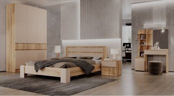 Кровать двуспальная Ленора вотан/Кашемир (Лин) в Екатеринбурге - mebel-e96.ru