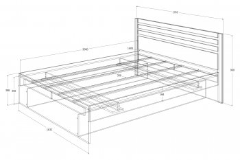 Кровать двуспальная Лиана графит (Зарон) в Екатеринбурге - mebel-e96.ru