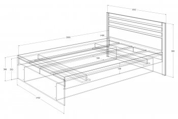 Кровать двуспальная Лиана графит (Зарон) в Екатеринбурге - mebel-e96.ru