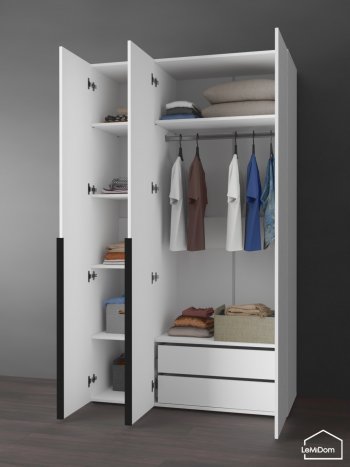 Шкаф Linnea MHR-3-2 2050х1200х510 (Белый-М 11.1.1) в Екатеринбурге - mebel-e96.ru