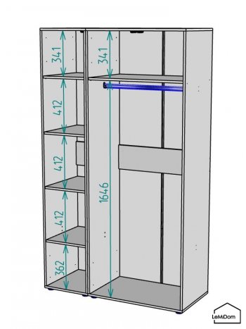 Шкаф Linnea MHR-3-1 2050х1200х510 (Графит-М 11.1.25) в Екатеринбурге - mebel-e96.ru