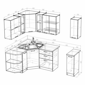 Кухонный гарнитур Лира оптима 1500х1800 мм (Герда) в Екатеринбурге - mebel-e96.ru