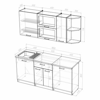 Кухонный гарнитур Лира макси 1800 мм (Герда) в Екатеринбурге - mebel-e96.ru