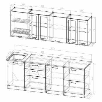 Кухонный гарнитур Лира компакт 2200 мм (Герда) в Екатеринбурге - mebel-e96.ru