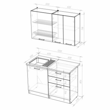 Кухонный гарнитур Лира лайт 1200 мм (Герда) в Екатеринбурге - mebel-e96.ru