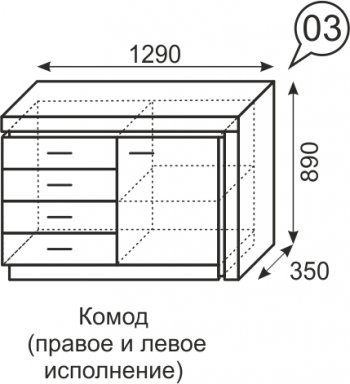 Комод Люмен №3 (ИжМ) в Екатеринбурге - mebel-e96.ru