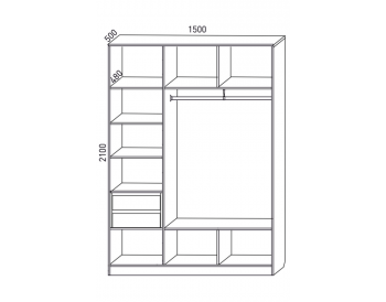 Шкаф распашной 1500 мм М6-3.2 Б+П 150 + ящики (М6) в Екатеринбурге - mebel-e96.ru