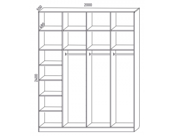 Шкаф распашной 2000 мм М6-4.6 Б+П+П+П 200 + антресоль (М6) в Екатеринбурге - mebel-e96.ru