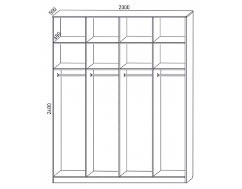 Шкаф распашной 2000 мм  М6-4.1.1 П+П+П+П 200 + антресоль (М6) в Екатеринбурге - mebel-e96.ru