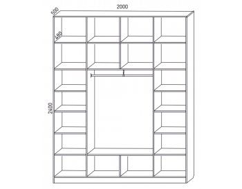 Шкаф распашной 2000 мм М6-4.2 Б+П+Б 200 + антресоль (М6) в Екатеринбурге - mebel-e96.ru
