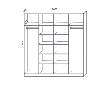 Шкаф распашной 2000 мм 4.3 П+Б+Б+П (М6) в Екатеринбурге - mebel-e96.ru