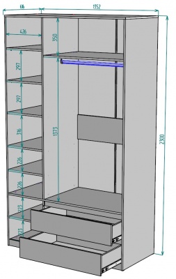 Шкаф Мальта 1350 мм Графит в Екатеринбурге - mebel-e96.ru