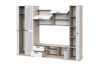 Стенка Марта-12 дуб крафт серый/белый (ИЦ) в Екатеринбурге - mebel-e96.ru