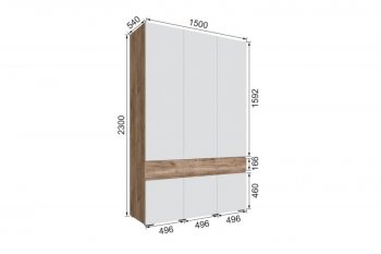 Шкаф 1500 мм Мерида крафт табачный/белый (Микон) в Екатеринбурге - mebel-e96.ru