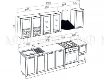 Кухонный гарнитур Милано 2000 мм орех (Миф) в Екатеринбурге - mebel-e96.ru