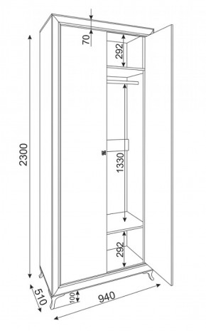 Шкаф 2-х дверный Саванна М25 (Риннер) в Екатеринбурге - mebel-e96.ru