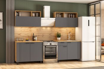 Кухонный гарнитур Монако 2000 мм графит (СВ) в Екатеринбурге - mebel-e96.ru